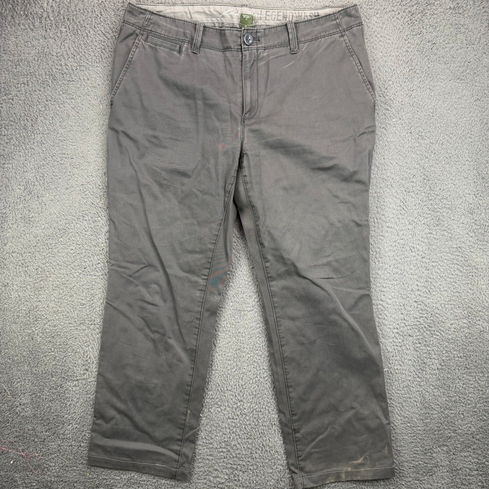 Eddie Bauer Legend Wash Gray Cotton Chino Pants Womens 14 Straight Leg Utility